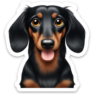 Black long haired dachshund with one eye sticker