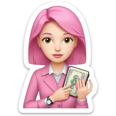 Libreta, reloj y un dolar rosa, de mujer sticker