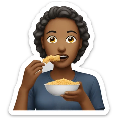  women eating with crumbs on their face sticker