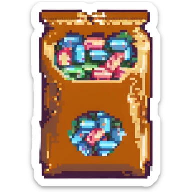 Change the gum to flat strips inside the packet, pixel art style, keep the same look and transparent background. sticker