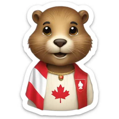 a beaver in polish traditional clothing and a polish flag sticker