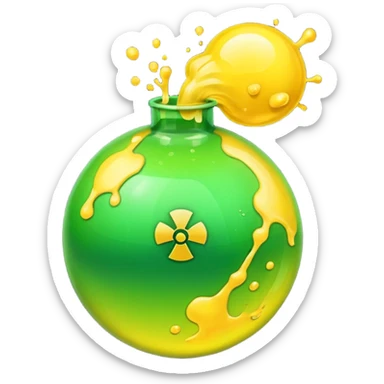 create a poison bomb which is radioactive in color, make the poison inside spoiling out and make the bomb gradient from green to yellow, make the bomb a sphere sticker