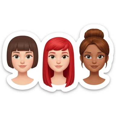 Trois femme (troupe) une brune cheveux au carré, une rousse cheveux longs et raides, une châtain avec un chignon sticker