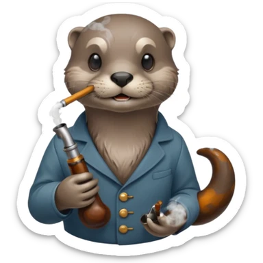 a otter smoking weed surrounded by fumes sticker