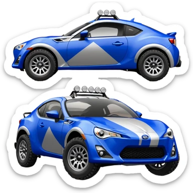2013 scion fr-s ultramarine off road Baja dessert racer number 86 with large silver wheels  sticker