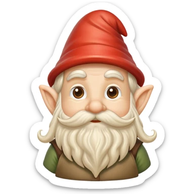 A gnome with a long curly mustache sticker