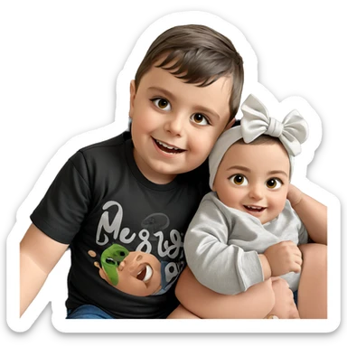 smiling baby in black shirt sticker