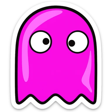 Remove the background from the image, keeping only the pink ghost character with clean edges. Output as a transparent PNG with no background. sticker