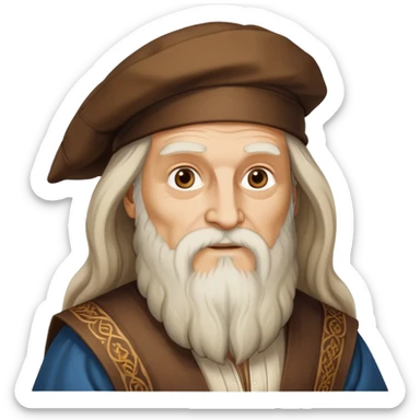 Leonardo da Vinci with long beard and Renaissance clothing sticker
