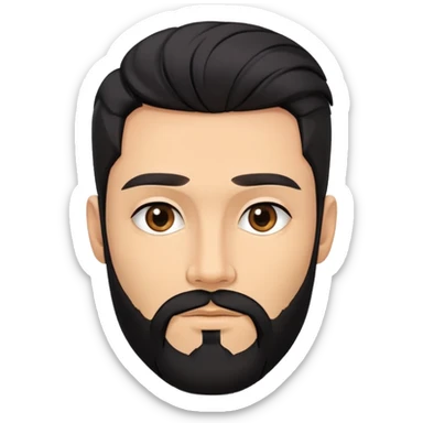 Man with sexy black hairstyle and beard. Skinny face with cheekbones sticker