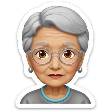 gray metal painted grandma face included sticker
