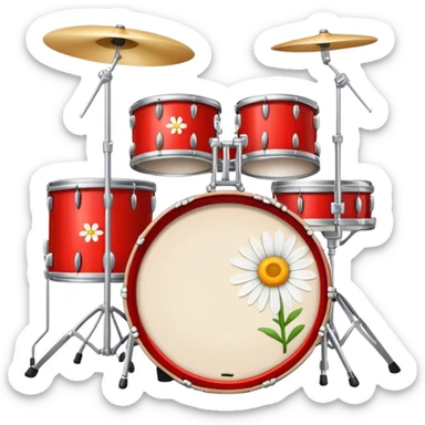 drum kit with daisy on kick drum sticker