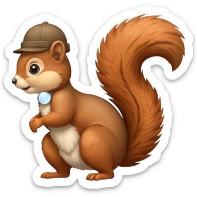 squirrel emoji with a small cap sticker