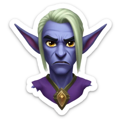 night elf male from world of warcraft angry sticker