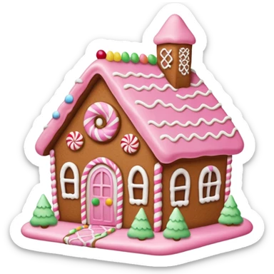 Gingerbread house pink sticker