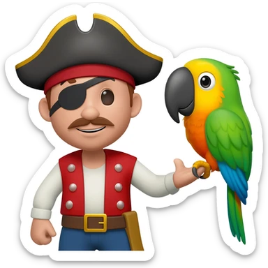 pirate and parrot sticker