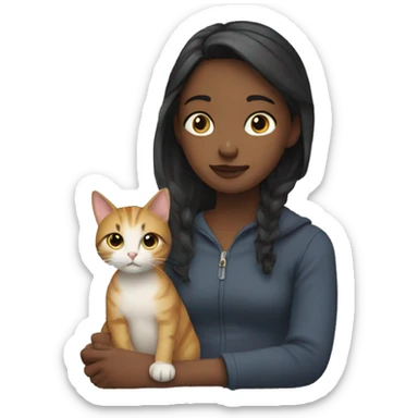Girl with cat waiting  sticker