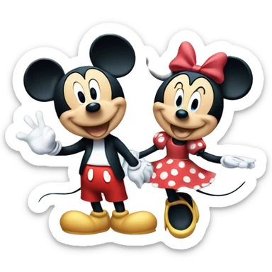 mickey mouse and minnie mouse saying hi sticker