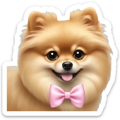 Pomeranian with pastel pink bow sticker