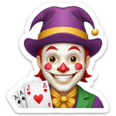 poker card with a funny jolly joker sticker