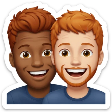 two Black men with ginger hair, laughing together sticker