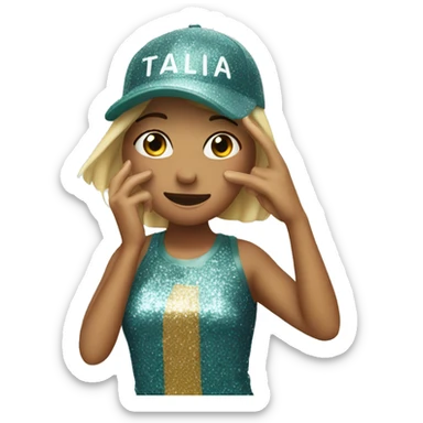 Girl with italia glittercap doing a dab sticker