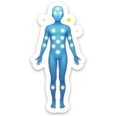 human silhouette with seven glowing dots along the body sticker