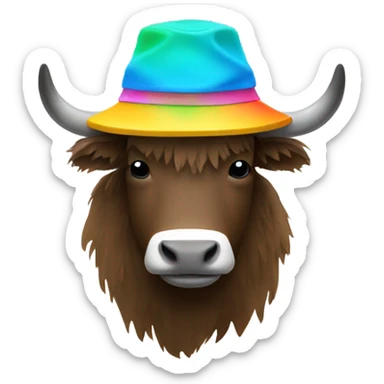 hipster yak in bucket hat sticker