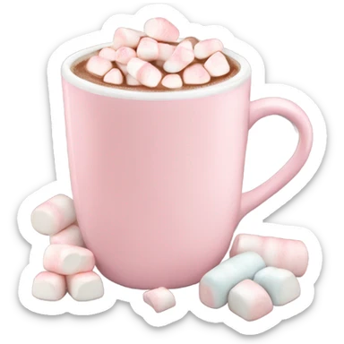 Light Pink mug of hot chocolate with marshmallows  sticker