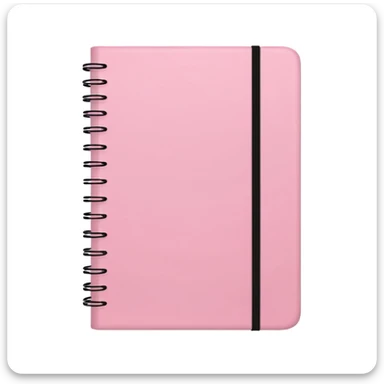 regular notebook, extremely light pink cover, closed, minimal, hint of apple emoji style sticker