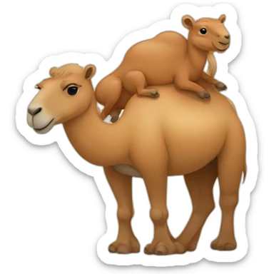 Camel hugging a capybara sticker