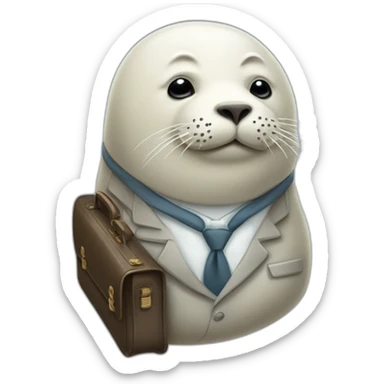 White old seal in tie and with briefcase and closed eyes sticker