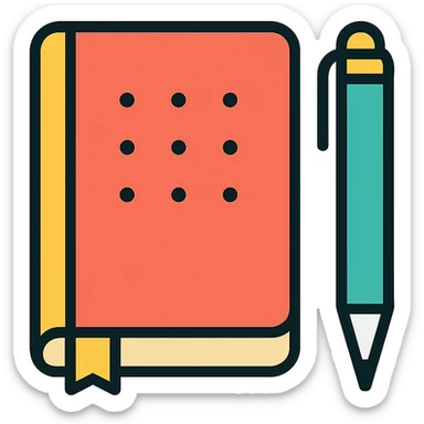 bullet journal pen icon with color outline and black outlines sticker