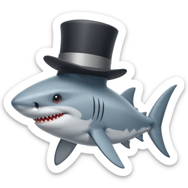 Shark with a top hat sticker