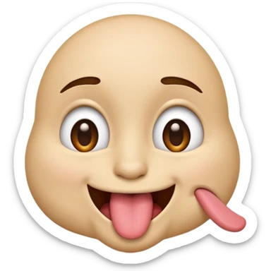 Emoji with tongue touching nose with eyes looking to the side sticker