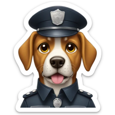 a fierce dog dressed as a policeman sticker