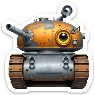 tank that has an eye and a mouth  sticker