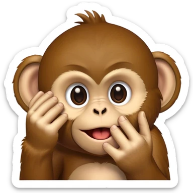 monkey closing mouth with his hand sticker