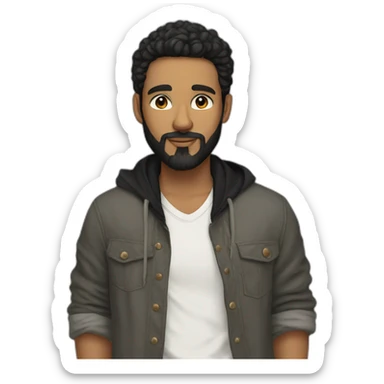 young white artist with black beard with baggy clothes sticker