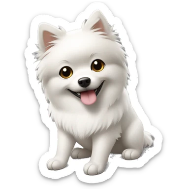 German Spitz on the arms of a white-skinned dark-haired girl sticker