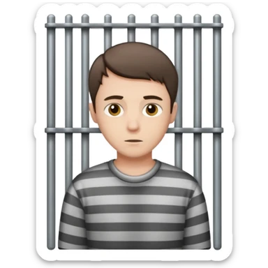 Pale Brunette man with short hair in jail  sticker