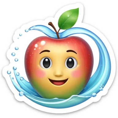 3D Apple style emoji of the sea, calm blue waves, sparkling water, isolated on white background, soft shadows, high detail, playful and cute. sticker