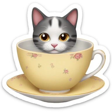 A cat in a teacup sticker