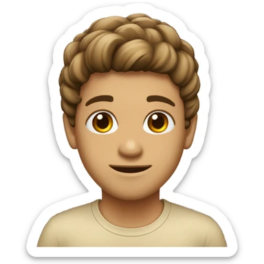 garoto criança  cabelo curto liso castanho cor de pele bege usando agasalho  sticker