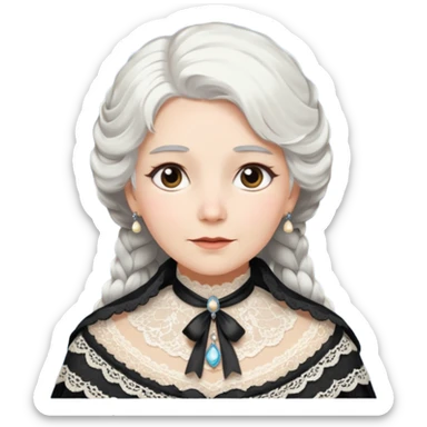 victorian lady face with white hair sticker