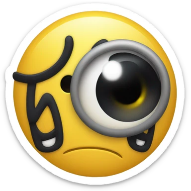 yellow emoticon but only one eye is visible as if he’s looking from the side at you sticker