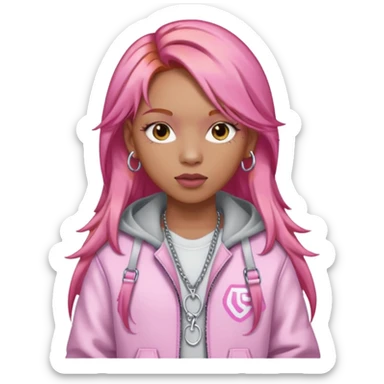 Ice Spice, Rapper (b.2000) with long ginger hair, pink hair sticker