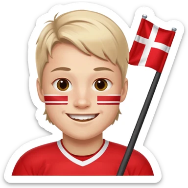 Winner Danish hockey player with flag on cheeks sticker
