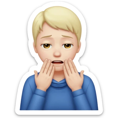 Sobbing face with hands on neck sticker