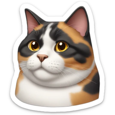 obese calico cat with double chin sticker